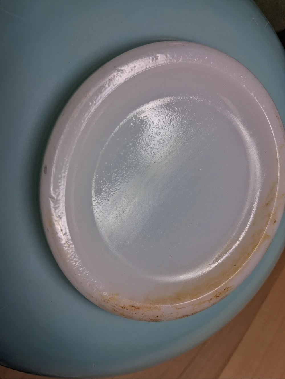 Vintage Hazel Atlas Drizzle Spaghetti String Aqua Blue Mixing Bowl Glossy Finish